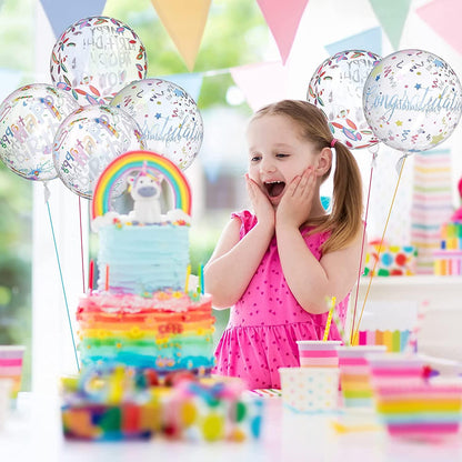 12 Pieces Happy Birthday Balloons Transparent Bobo Balloons Colorful 4D Balloons for Birthday Party Decorations - Lasercutwraps Shop