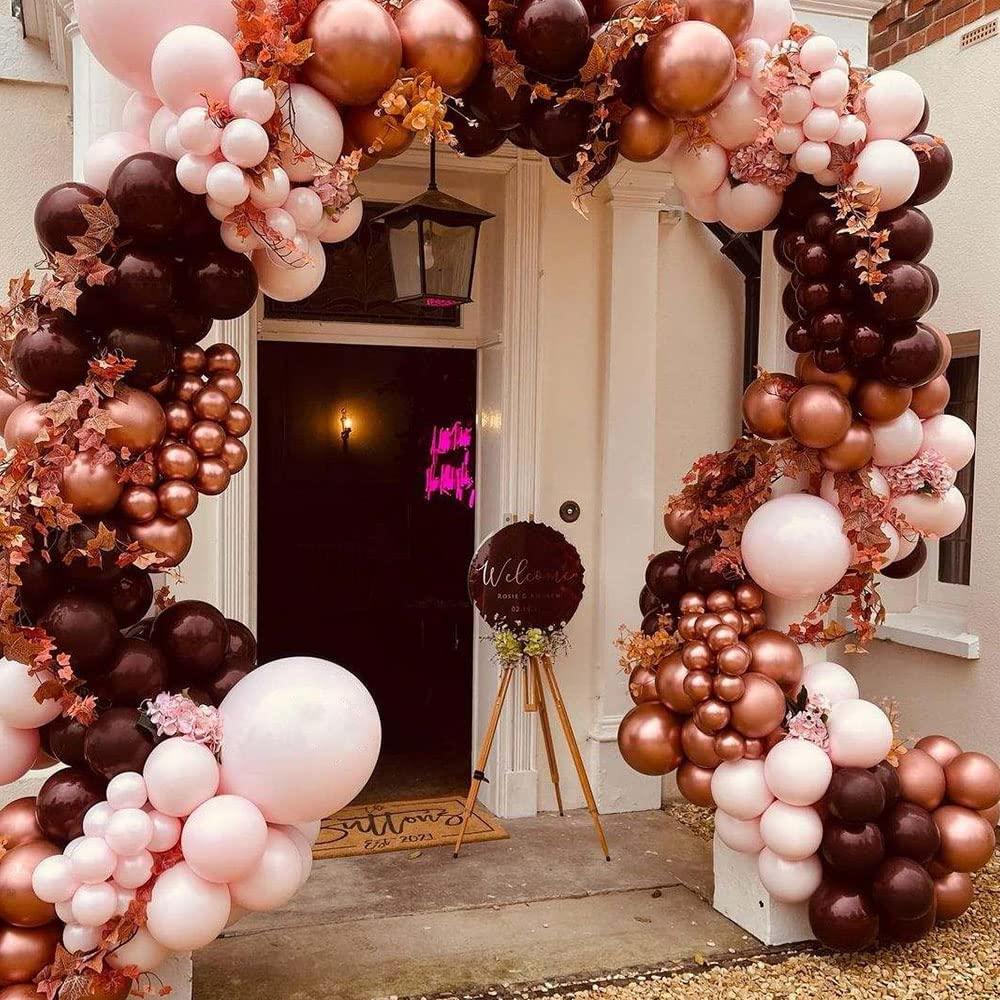 Autumn Balloons Garland Arch Kit 190PCS Rose Gold Chrome and Pink Latex Balloons for Birthday,Anniversary Party - Lasercutwraps Shop