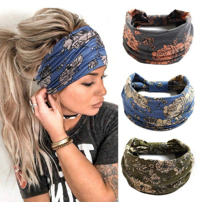 Boho Headbands Leopard Hair Bands Knoted Turban Headband Stretch Twist Head Wraps Stripe Cloth Head Bands for Women and Girls 3 Pcs - Lasercutwraps Shop