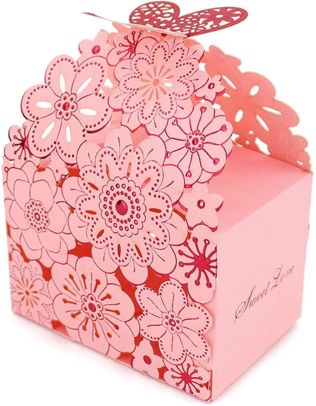 50Pcs/Set Flower Butterfly Hollow Candy Box Cookie Gift Boxes Romantic Wedding Favor Box - Lasercutwraps Shop