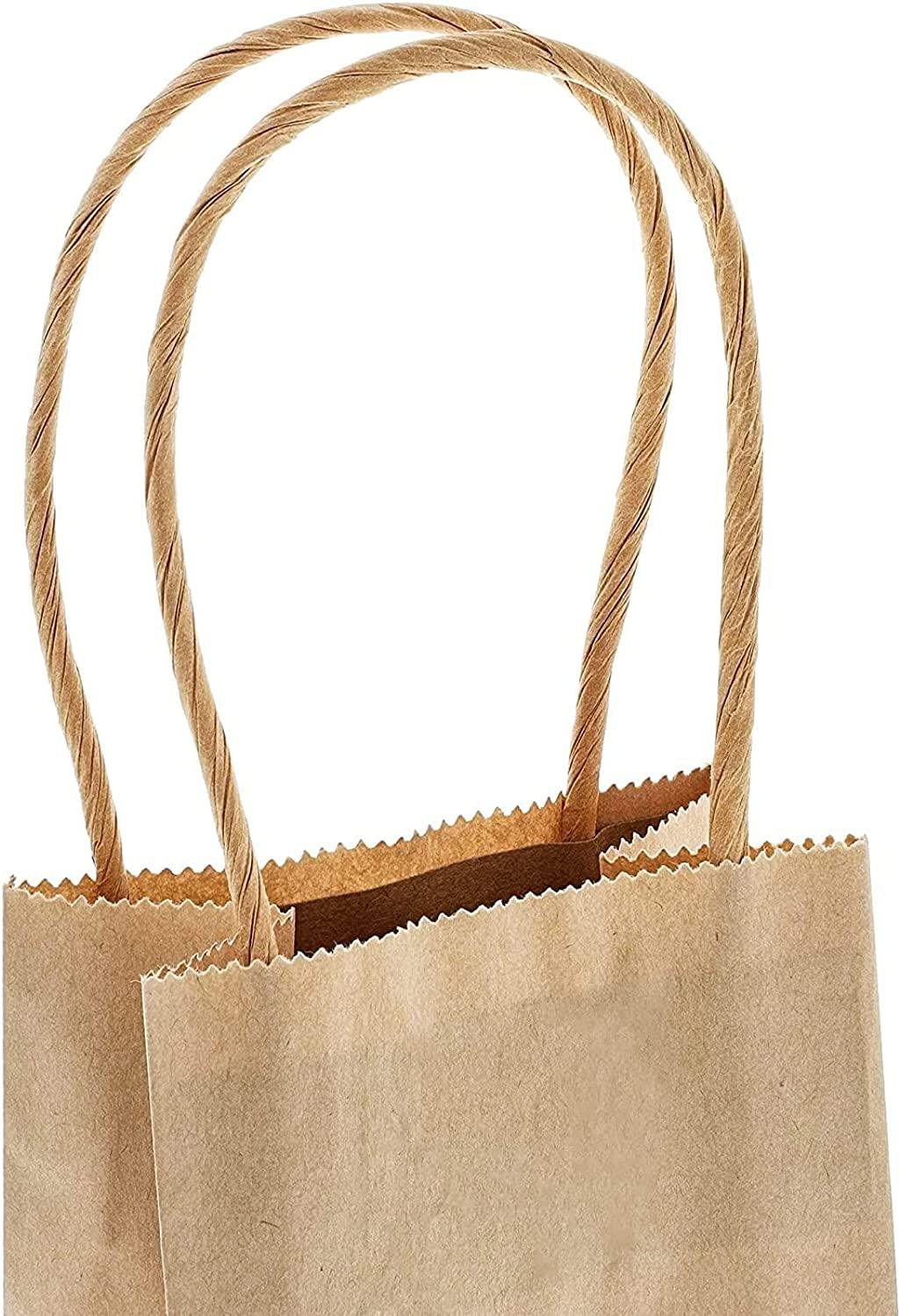 50 Pack Small Brown Kraft Paper Gift Bags with Handles (6.25x3.5x2.4) - Lasercutwraps Shop