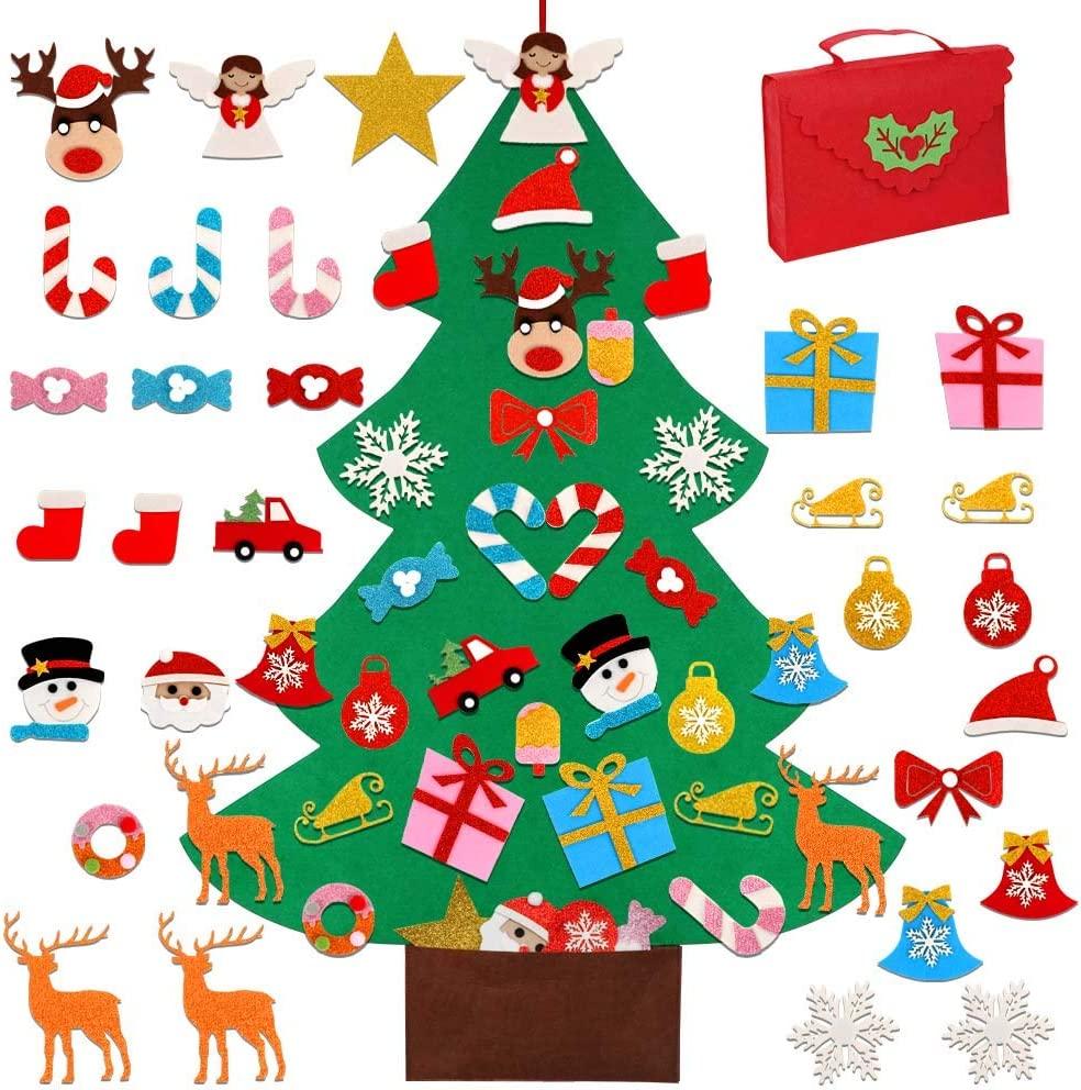 DIY Felt Christmas Tree Set with Ornaments for Kids, Xmas Gifts, New Year Door Wall Hanging Decorations - Lasercutwraps Shop