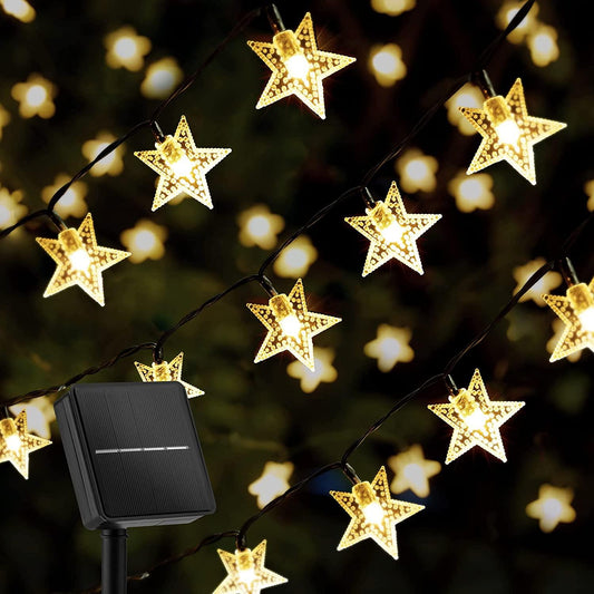 Solar String Lights Outdoor Waterproof, 2 Pack 60 LED 36.5 FT Each, Crystal Globe Lights with 8 Lighting Modes - Lasercutwraps Shop