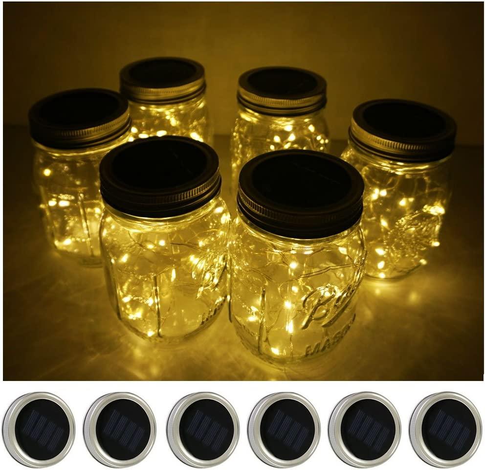 6 Pack Mason Jar Lights 20 LED Fairy String Lights for Patio Yard Garden Party Wedding Christmas Fit for Regular Mouth Jars(Jars Not Included) - Lasercutwraps Shop