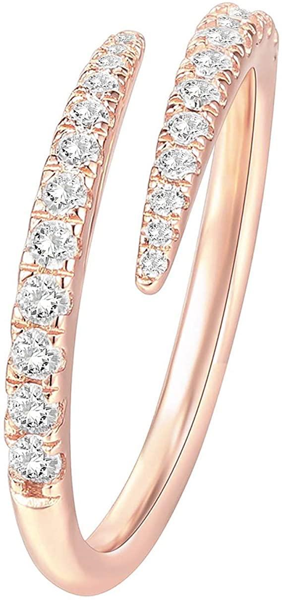 14K Gold Plated Cubic Zirconia Open Twist Eternity Band Yellow Gold for Women - Lasercutwraps Shop
