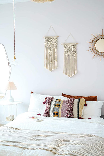 Macrame Wall Hanging Boho Home Chic Bohemian Geometric Woven Art 13" x 29" - Lasercutwraps Shop