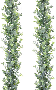 Faux Eucalyptus Garland Plant, 2 Pack Artificial Vines Hanging Eucalyptus Leaves Greenery Garland for Wedding Backdrop Arch Wall Decor - Lasercutwraps Shop