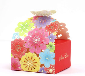 50Pcs/Set Flower Butterfly Hollow Candy Box Cookie Gift Boxes Romantic Wedding Favor Box - Lasercutwraps Shop
