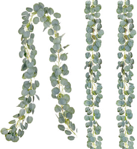 Artificial Eucalyptus Garland, 6 ft Faux Silk Eucalyptus Leaves Vines Handmade Garland Greenery Wedding Backdrop Arch Decorations - Lasercutwraps Shop