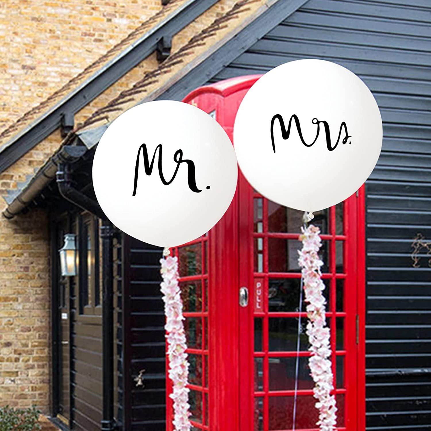 36 Inch Giant Wedding Balloons Mr. & Mrs. White Balloons for Wedding - Lasercutwraps Shop