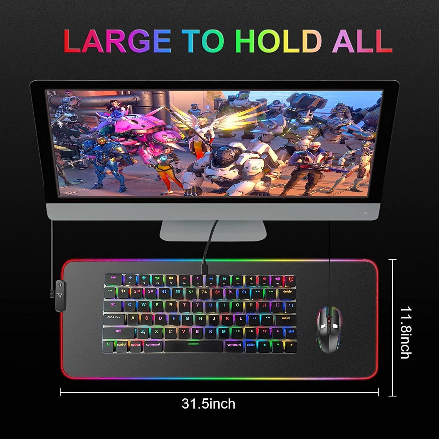 RGB Gaming Mouse Pad - Large Extended 13 Lighting Mode LED Soft Mouse Pad - Lasercutwraps Shop