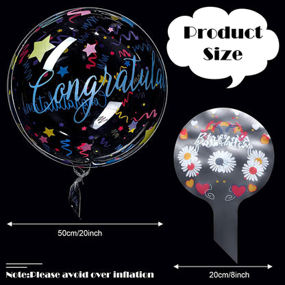 12 Pieces Happy Birthday Balloons Transparent Bobo Balloons Colorful 4D Balloons for Birthday Party Decorations - Lasercutwraps Shop