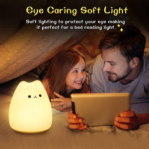 Cute Night Light, Cat Lamp USB Rechargeable Silicone Gifts - Lasercutwraps Shop