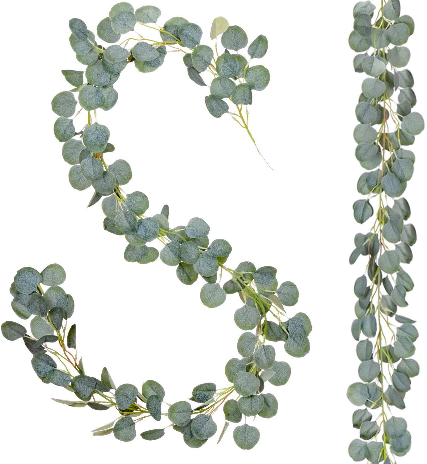 Artificial Eucalyptus Garland, 6 ft Faux Silk Eucalyptus Leaves Vines Handmade Garland Greenery Wedding Backdrop Arch Decorations - Lasercutwraps Shop