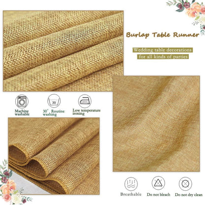 Burlap Table Runner Farmhouse Jute Table Runners 2 Pack 13 x 108 inch Khaki Burlap Fabric for Farmhouse Wedding Table Decorations - Lasercutwraps Shop