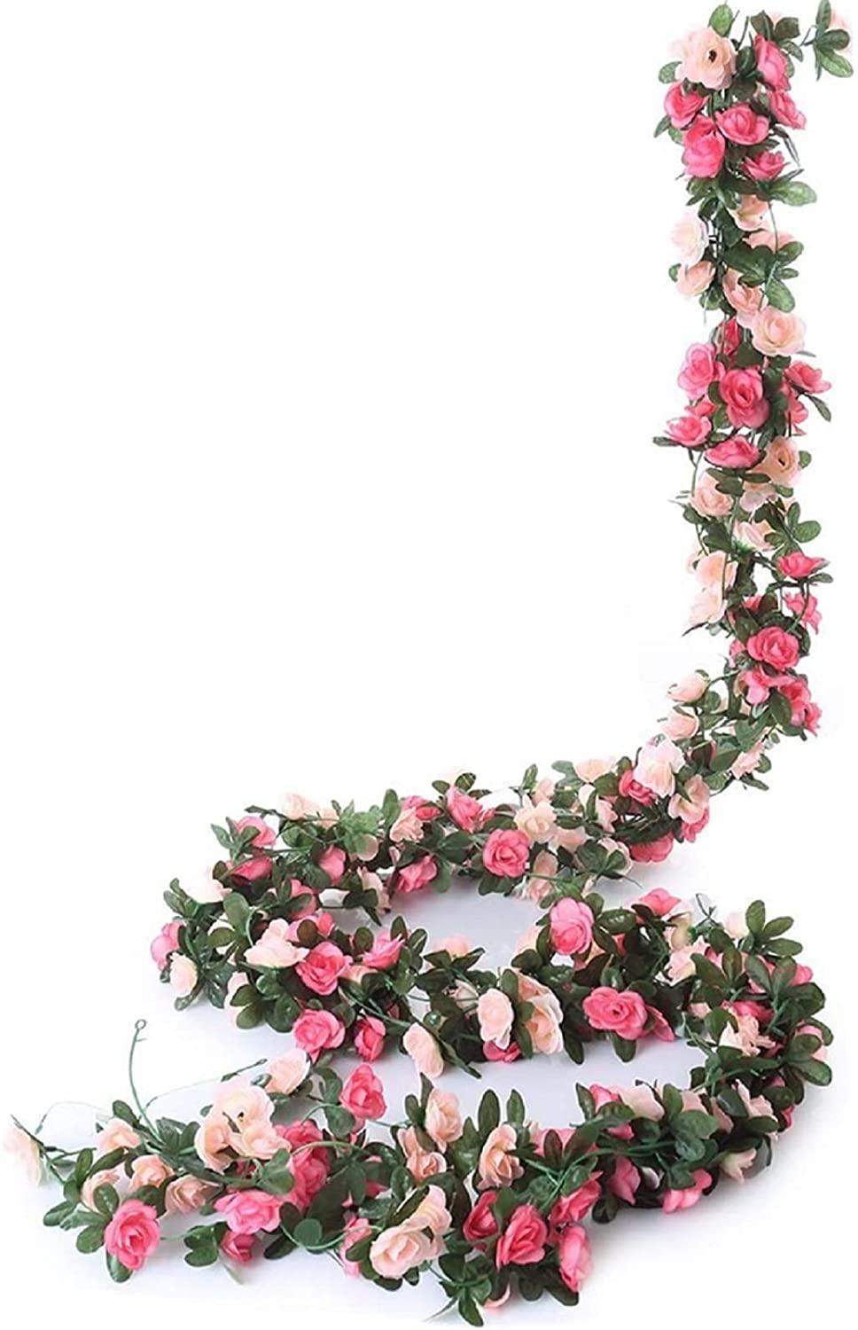 5 Pack 41 FT Fake Rose Vine Flowers Plants Artificial Flower Hanging Rose Ivy Home Wedding Party Decorations - Lasercutwraps Shop