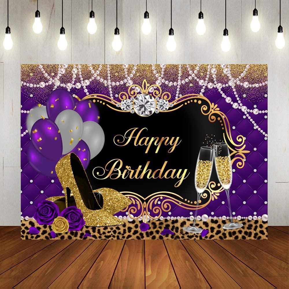 Gold and Royal Blue Birthday Backdrop for Women Happy Birthday Party Background - Lasercutwraps Shop