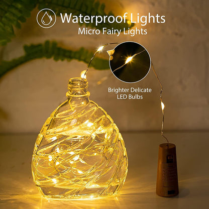 20pcs Wine Bottle Lights with Cork, 20 LED Waterproof Battery Operated Cork Lights for Liquor Bottles Wedding Décor - Lasercutwraps Shop
