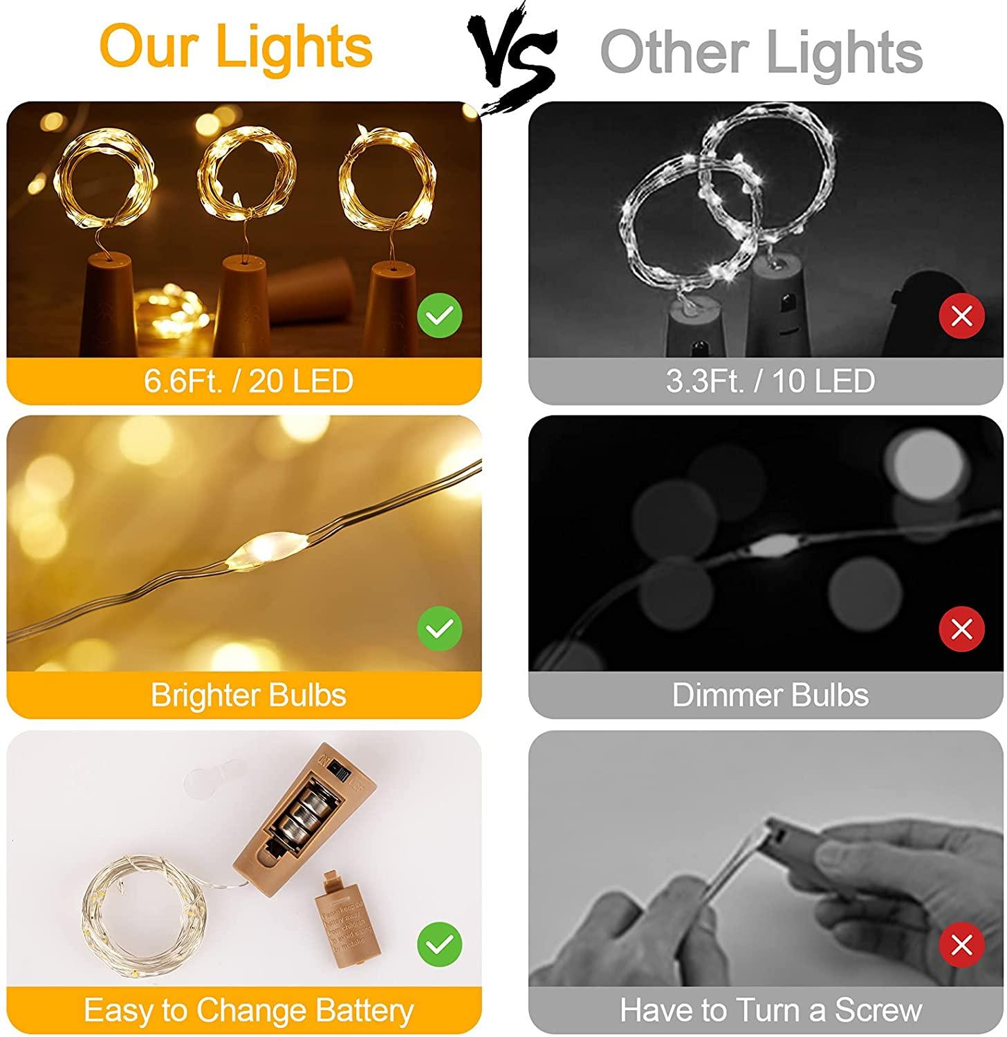 Wine Bottle Lights with Cork, Twinkle Lights 12 Pack 20 LED Waterproof Battery Operated Cork Lights DIY Party Bar Christmas Holiday Wedding Décor - Lasercutwraps Shop