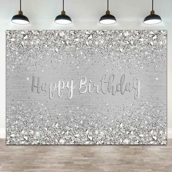 Pink Bokeh Glitter Diamonds Happy Birthday Backdrop