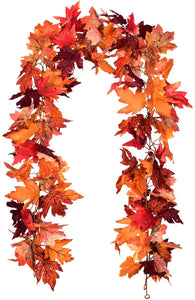 2 Pack Fall Garland Maple Leaf, 5.9Ft/Piece Hanging Vine Garland, Artificial Autumn Garland Thanksgiving Decoration for Home Wedding - Lasercutwraps Shop