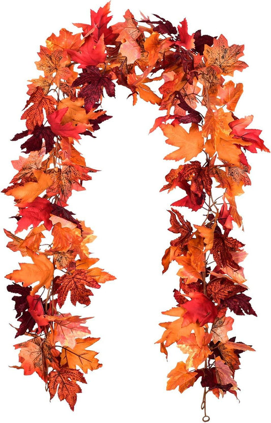 2 Pcs Fall Garland Maple Leaf, 5.9Ft/Piece 7 Colors Hanging Vine Garland Artificial Autumn Foliage Garland Thanksgiving Decor - Lasercutwraps Shop