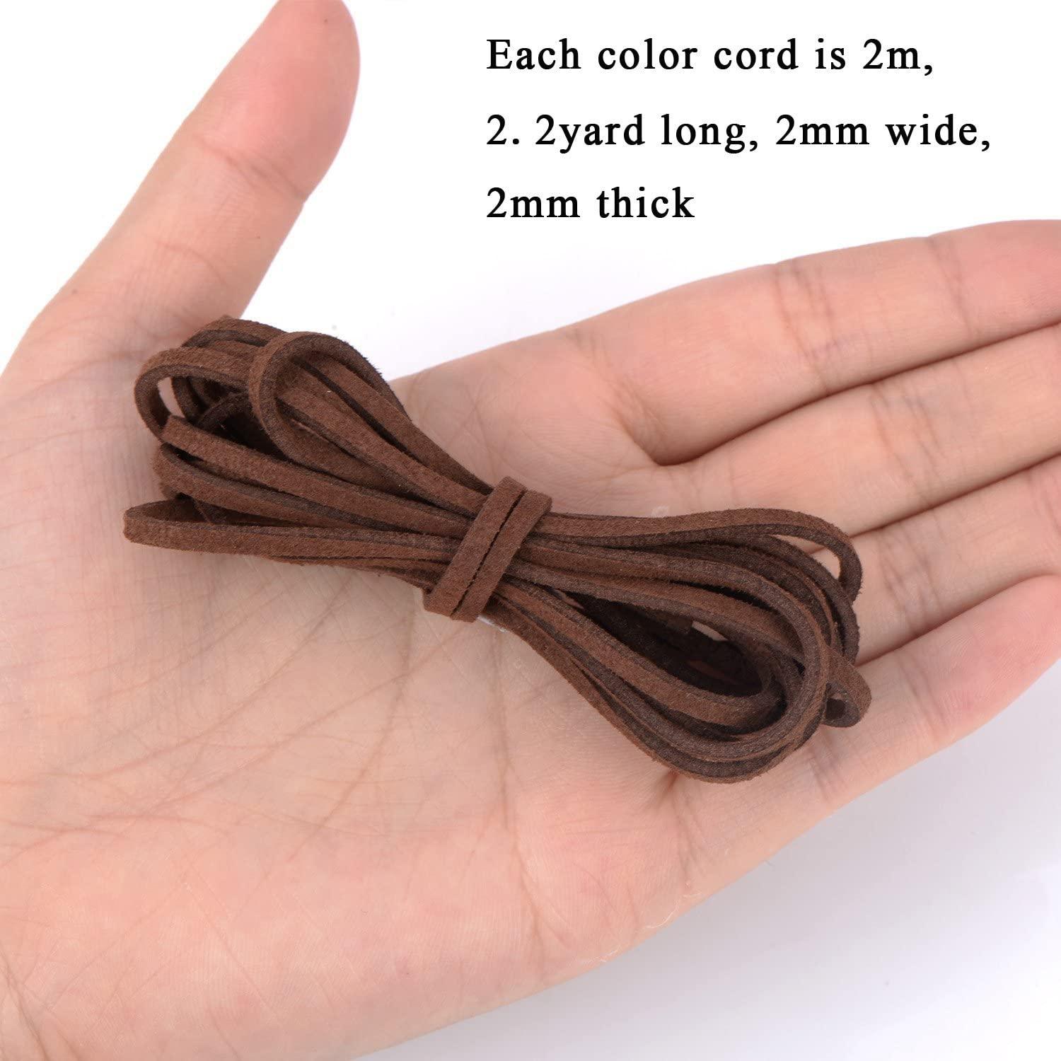 Leather Cord Suede String for Bracelet Necklace Beading Jewelry DIY Handmade Crafts, 4 Pieces, 4 Colors(2mm x 2m) - Lasercutwraps Shop