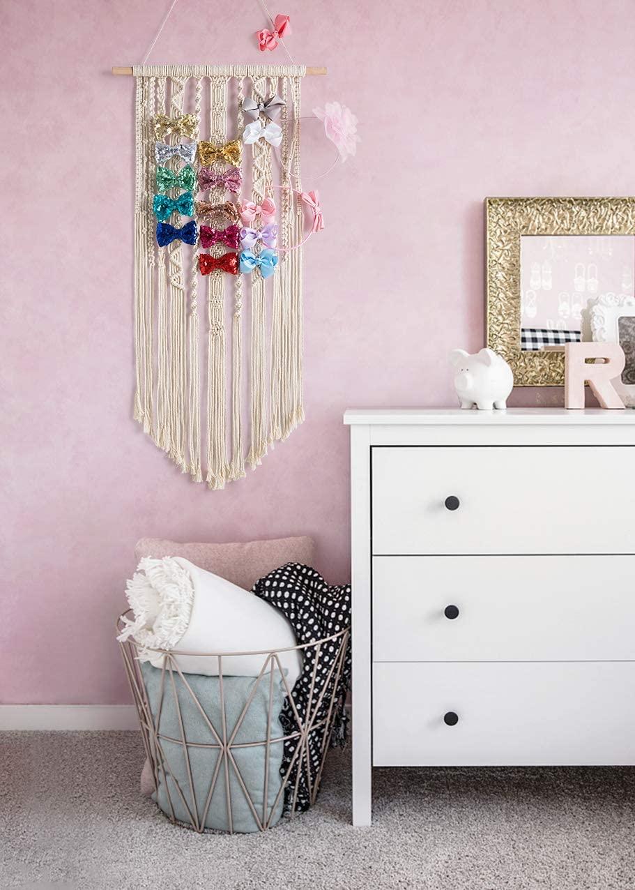Macrame Hair Bow Holder Hanging Hair Clips Hanger Headband Storage Organizer - Lasercutwraps Shop