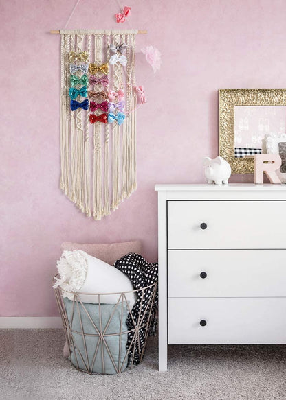 Macrame Hair Bow Holder Hanging Hair Clips Hanger Headband Storage Organizer - Lasercutwraps Shop
