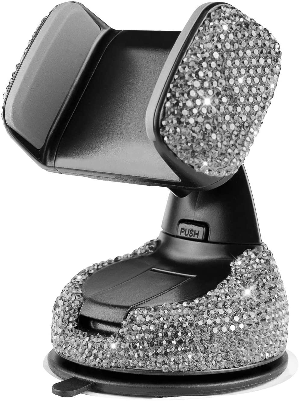 Car Phone Mount Cell Phone Holder with One More Air Vent Base,Bling Crystal Universal Phone Mount Holder Cradle for Dashboard - Lasercutwraps Shop