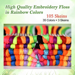 105 Skeins Embroidery Floss - Cross Stitch Threads - Friendship Bracelets Floss - Crafts Floss with 30 Embroidery Needles2 Needle Threaders - Lasercutwraps Shop