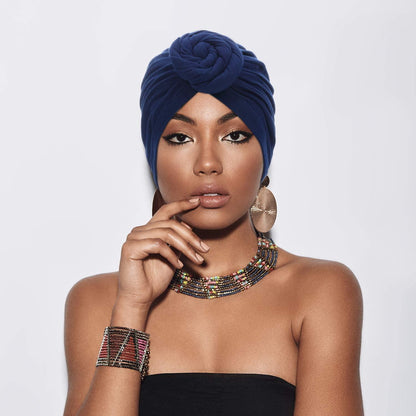 6 Pieces Women African Turban Flower Knot Pre-Tied Bonnet Beanie Cap Headwrap - Lasercutwraps Shop