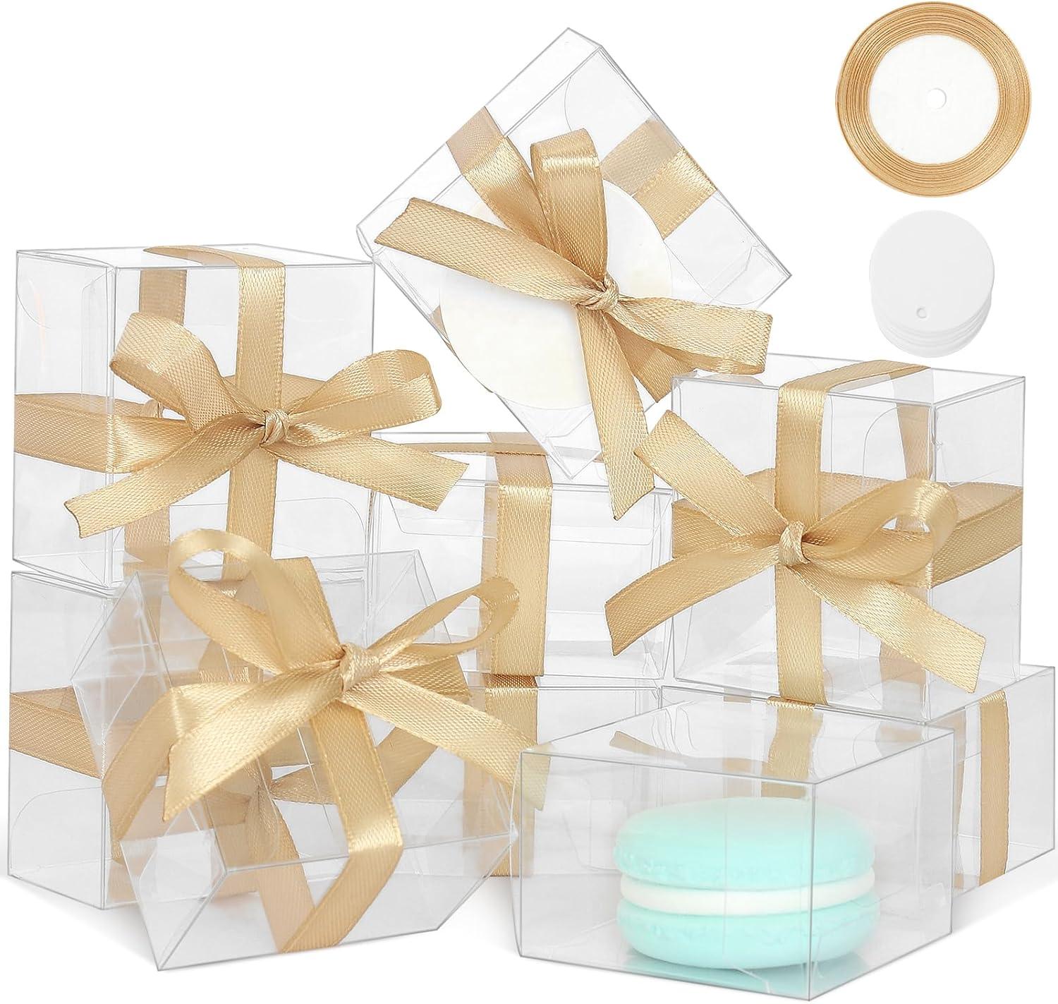 60 Pcs Clear Favor Boxes, Mini Transparent Cube Macaron Boxes Candy Bo –  Lasercutwraps Shop