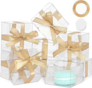 60 Pcs Clear Favor Boxes, Mini Transparent Cube Macaron Boxes Candy Boxes for Wedding Favors Baby Shower - Lasercutwraps Shop