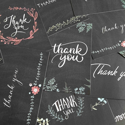 150 Sets Thank You Cards with Envelopes Stickers Bulk Thank You Notes 6 Designs of Chalkboard Floral Thank You Note Cards - Lasercutwraps Shop