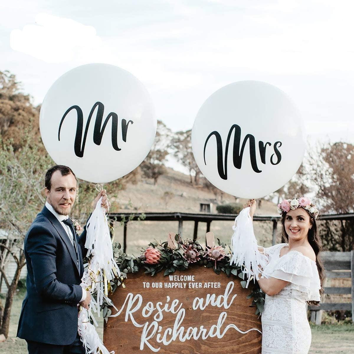 36 Inch Giant Wedding Balloons Mr. & Mrs. White Balloons for Wedding - Lasercutwraps Shop