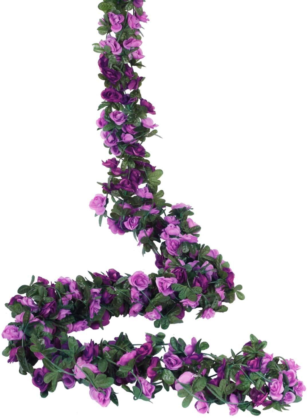 5 Pack 41 FT Fake Rose Vine Flowers Plants Artificial Flower Hanging Rose Ivy Home Wedding Party Decorations - Lasercutwraps Shop