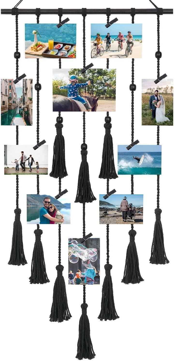 Hanging Photo Display Macrame Wall Hanging Pictures Organizer Boho Home Office Teen Girl Room Decor - Lasercutwraps Shop