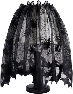 18 x 60 Inch Halloween Black Lace Lamp Shade Cover with Ribbon, 3 in 1 Black Spider Lamp Shade Covers for Halloween Decorations - Lasercutwraps Shop