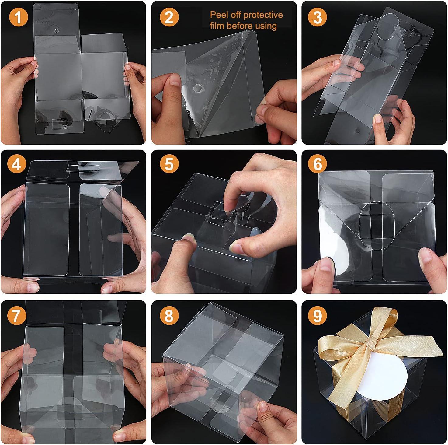 60 Pcs Clear Favor Boxes, Mini Transparent Cube Macaron Boxes Candy Boxes for Wedding Favors Baby Shower - Lasercutwraps Shop