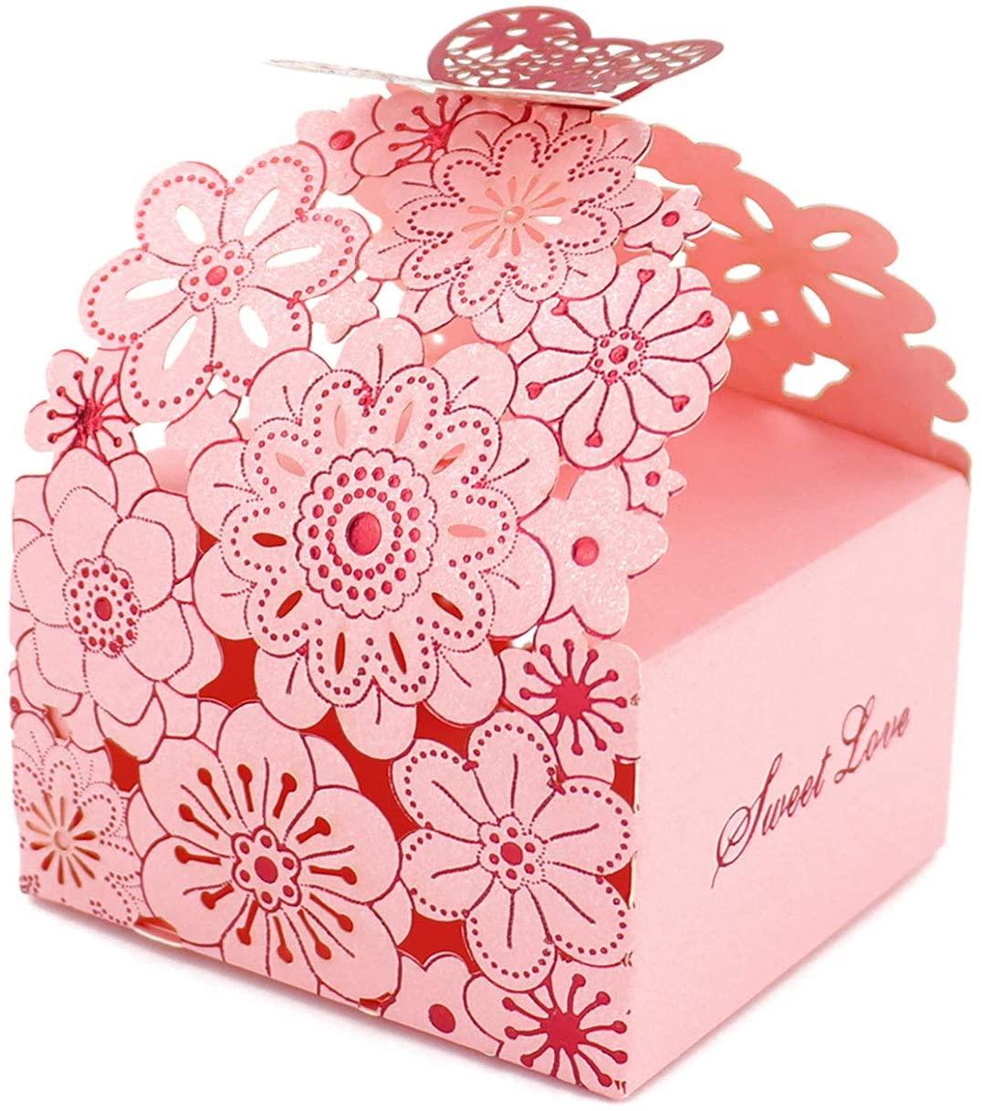 50Pcs/Set Flower Butterfly Hollow Candy Box Cookie Gift Boxes Romantic Wedding Favor Box - Lasercutwraps Shop