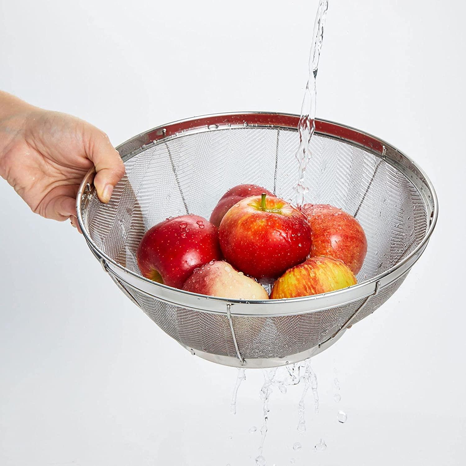 Stainless Steel Fine Mesh Strainer, Large Metal Colander for Rice, Quinoa, Yogurt (10.25 x 4 Inches) - Lasercutwraps Shop