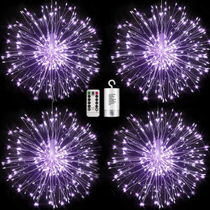 4 Pieces Firework Lights Led Copper Wire Starburst String Lights 8 Modes Battery Operated Fairy Lights with Remote,Wedding Christmas Decorative Hanging Lights - Lasercutwraps Shop