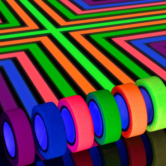 6 Colors Neon Gaffer Cloth Tape, Fluorescent UV Blacklight Glow in The Dark Tape for UV Party (0.6 inch x 16.5 feet) - Lasercutwraps Shop