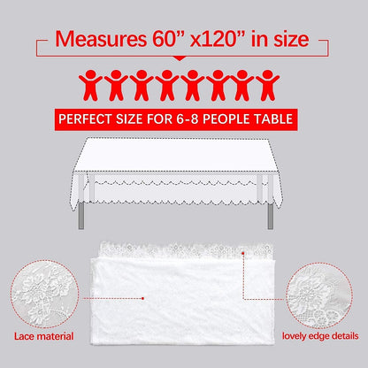 Lace Tablecloth White Wedding Tablecloths 60x120 Inch Vintage Rustic Farmhouse Table Fabric for Romantic Wedding Table Decorations - Lasercutwraps Shop