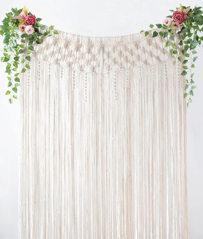 Macrame Curtain Wall Hanging, Doorway Window Curtains Decor, 29" W x 80" L - Lasercutwraps Shop