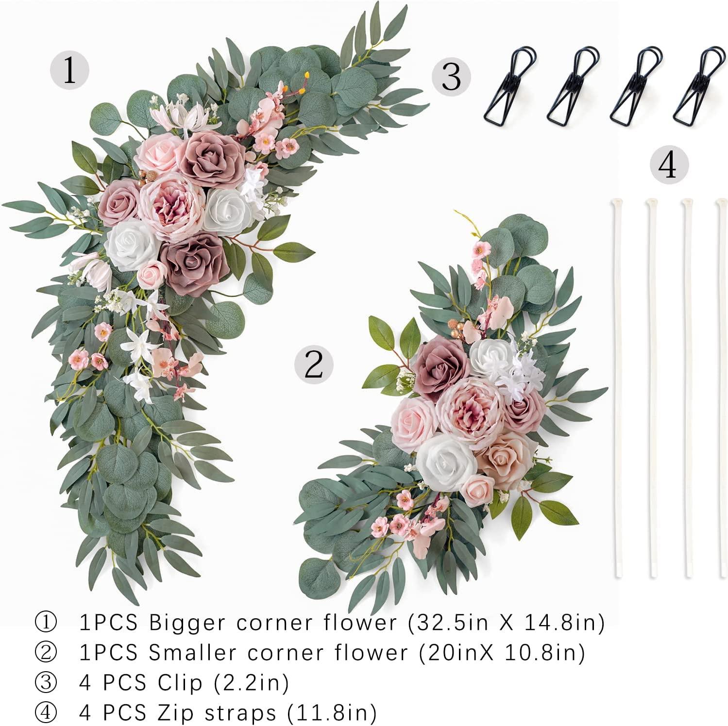 2 Packs Wedding Arch, Artificial Dusty Rose Wedding Flowers for Wedding Welcome Signs Decorations - Lasercutwraps Shop