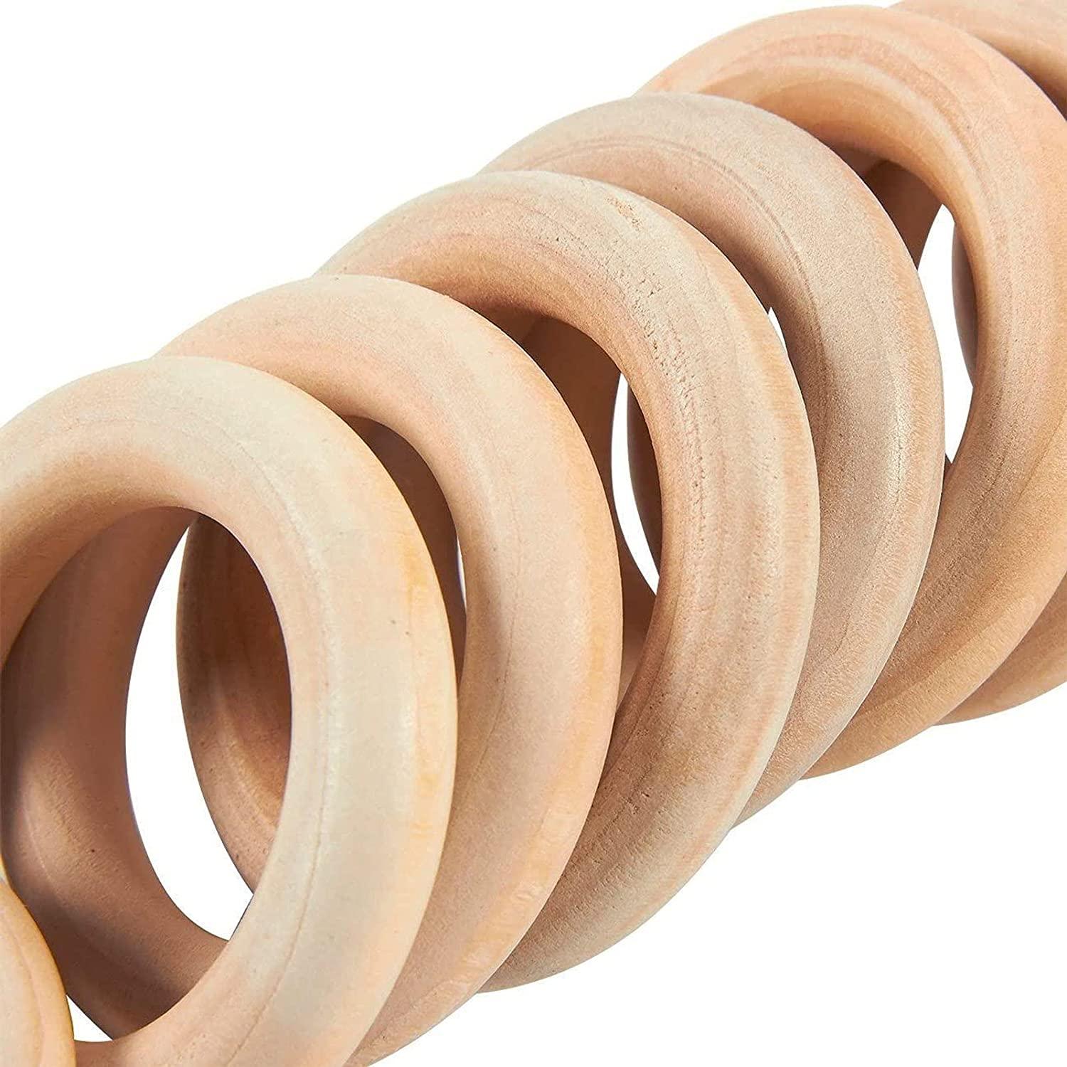 20 Pack Unfinished Natural Wooden Rings for Crafts, Macrame (2.2 Inch) - Lasercutwraps Shop