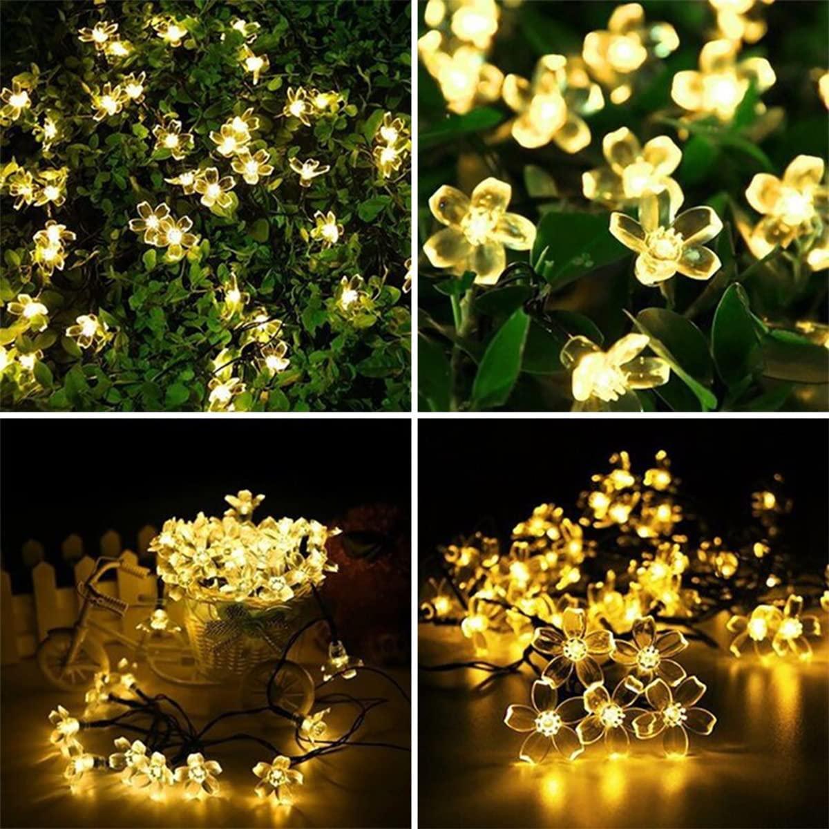 Solar Flower String Lights Outdoor Waterproof 50 LED Fairy Light Christmas Wedding Decorations - Lasercutwraps Shop