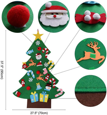 DIY Felt Christmas Tree Set with Ornaments for Kids, Xmas Gifts, New Year Door Wall Hanging Decorations - Lasercutwraps Shop